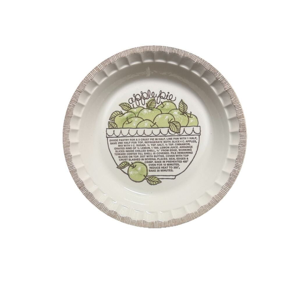 Royal China Apple Pie Jeannette Recipe Baking Dish Baker Plate 1983 Granny core